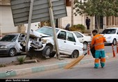 تصادف با تابلوی راهنما در کرمان
