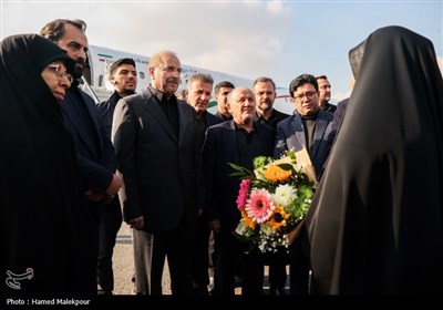  استقبال از محمدباقر قالیباف رئیس مجلس شورای اسلامی در بدو ورود به فرودگاه ساری