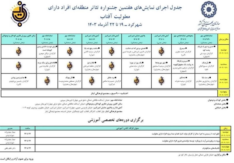 برگزاری هفتمین جشنواره منطقه‌ای آفتاب در چهارمحال و بختیاری