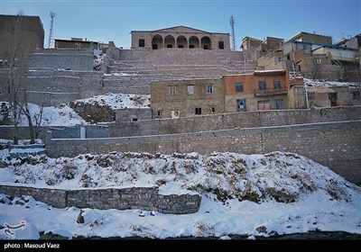 بارش برف در روستای لیقوان - تبریز