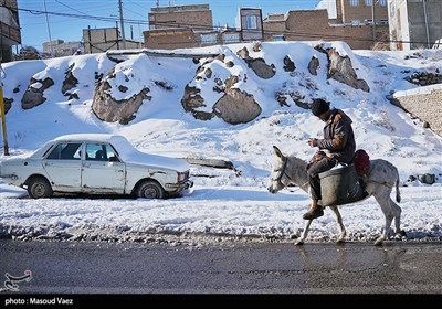 بارش برف در روستای لیقوان - تبریز