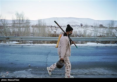 بارش برف در روستای لیقوان - تبریز