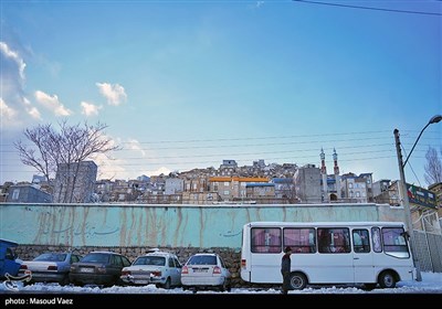 بارش برف در روستای لیقوان - تبریز