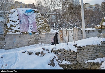 بارش برف در روستای لیقوان - تبریز