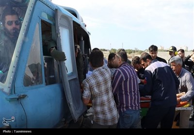 نجات مصدومان حادثه رانندگی توسط بالگرد ارتش