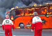 تصادف اتوبوس با تانکر سوخت در جاده زاهدان/ 9 نفر جان باختند