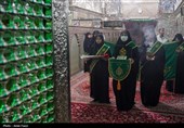 آیین غبارروبی مضجع شریف حضرت احمدبن موسی الکاظم علیهماالسلام و گلباران قبور شهدا،