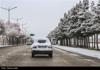 بارش برف در مبارکه اصفهان