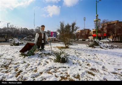 بارش برف در مبارکه اصفهان