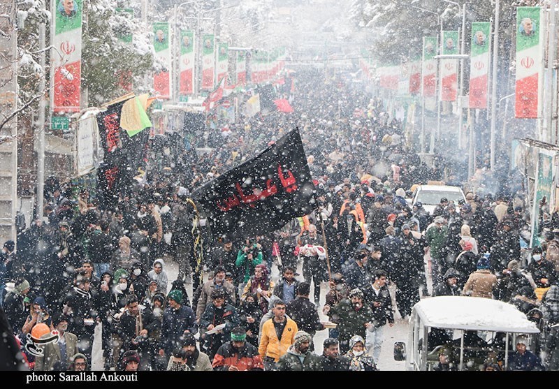 بارش برف و سیل خروشان زائران حاج قاسم در طریق الشهدا+فیلم