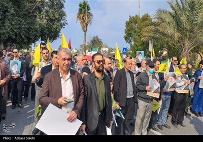 راهپیمایی بوشهری‌ها به شکرانه پیروزی مردم غزه