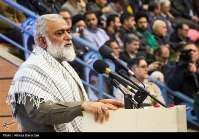 سرتیپ محمدرضا نقدی معاون هماهنگ‌کننده سپاه در نوزدهمین رزمایش پیامبر اعظم (ص) در سالن رضازاده اردبیل