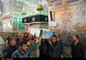 آیین وداع و طواف پیکر پاک و مطهر سربازان شهید فراجا در حرم شاهچراغ (ع) شیراز