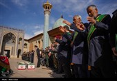 آیین وداع و طواف پیکر پاک و مطهر سربازان شهید فراجا در حرم شاهچراغ (ع) شیراز