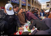 آیین وداع و طواف پیکر پاک و مطهر سربازان شهید فراجا در حرم شاهچراغ (ع) شیراز
