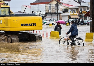 سیل و آبگرفتگی در پیربازار رشت