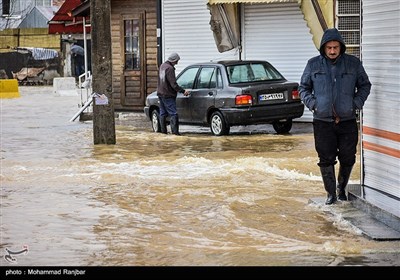 سیل و آبگرفتگی در پیربازار رشت