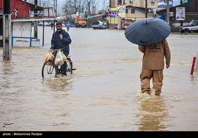 سیل و آبگرفتگی در پیربازار رشت