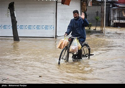 سیل و آبگرفتگی در پیربازار رشت