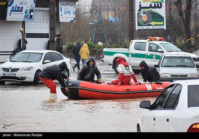 سیل و آبگرفتگی در پیربازار رشت
