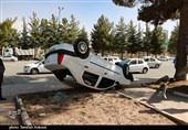 واژگونی خودرو در یکی از میادین اصلی شهر کرمان