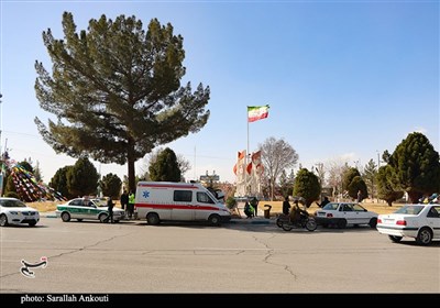 واژگونی خودرو در یکی از میادین اصلی شهر کرمان