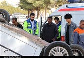 واژگونی خودرو در یکی از میادین اصلی شهر کرمان