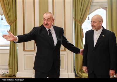 دیدار الهام علی‌اف رئیس جمهور جمهوری آذربایجان با محمدباقر قالیباف رئیس مجلس شورای اسلامی - باکو