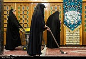 آئین غبارروبی حسینیه اعظم زنجان در آستانه ماه مبارک رمضان