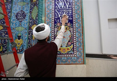 غبار روبی مساجد در آستانه ماه مبارک رمضان - همدان