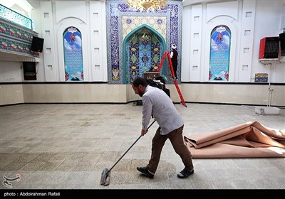 غبار روبی مساجد در آستانه ماه مبارک رمضان - همدان