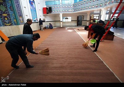 غبار روبی مساجد در آستانه ماه مبارک رمضان - همدان