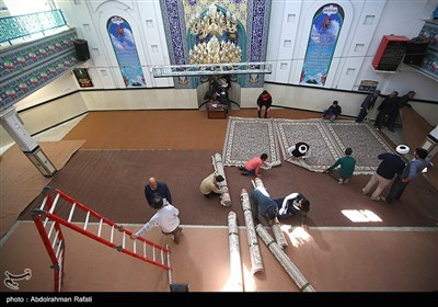 غبار روبی مساجد در آستانه ماه مبارک رمضان - همدان