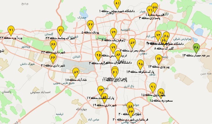 کیفیت هوای تهران , شهر تهران , 
