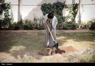 کاشت نهال در روز درختکاری توسط رهبر معظم انقلاب