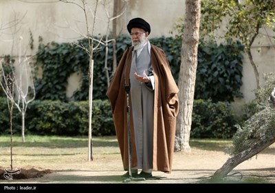 کاشت نهال در روز درختکاری توسط رهبر معظم انقلاب