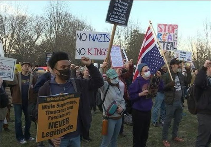 Protesters Rally outside US Capitol As Trump Delivers First Address to Congress