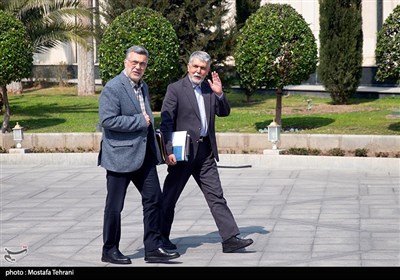 سیدعباس صالحی وزیر فرهنگ و ارشاد اسلامی و محمدرضا ظفرقندی وزیر بهداشت، درمان و آموزش پزشکی در آخرین جلسه هیات دولت در سال 1403