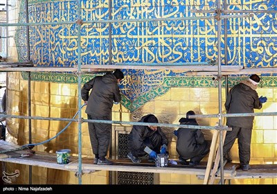 شستشو و تنظیف گنبد رضوی