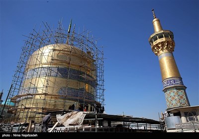 شستشو و تنظیف گنبد رضوی