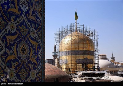 شستشو و تنظیف گنبد رضوی