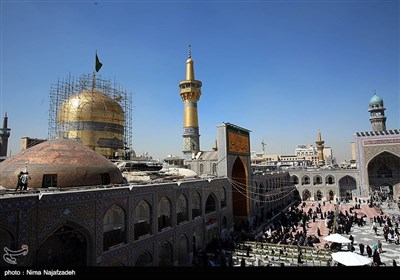 شستشو و تنظیف گنبد رضوی