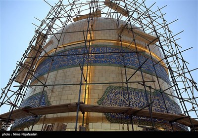 شستشو و تنظیف گنبد رضوی