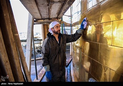 شستشو و تنظیف گنبد رضوی