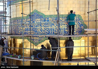 شستشو و تنظیف گنبد رضوی