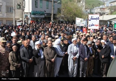 راهپیمایی مردم شهرستانهای پاوه، ثلاث باباجانی و روانسر در حمایت از مردم غزه