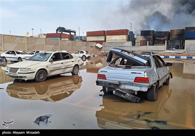خسارات انفجار در اسکله شهید رجایی - بندرعباس