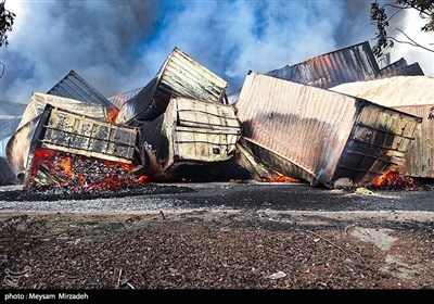 خسارات انفجار در اسکله شهید رجایی - بندرعباس