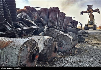 خسارات انفجار در اسکله شهید رجایی - بندرعباس