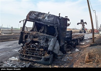 خسارات انفجار در اسکله شهید رجایی - بندرعباس